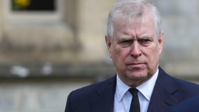 Prince Andrew, Duke of York, attends the Sunday Service at the Royal Chapel of All Saints, Windsor, following the announcement on Friday April 9th of the death of Prince Philip, Duke of Edinburgh, at the age of 99, on April 11, 2021 in Windsor, England.
