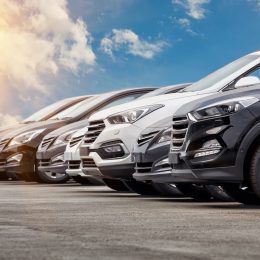 Row of new cars for sale