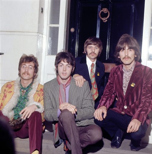 The Beatles in 1967 at a press party for "Sgt Pepper's Lonely Hearts Club Band"