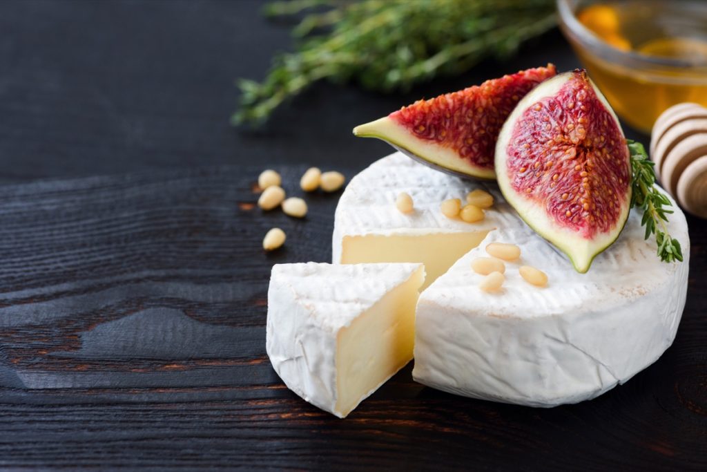 Brie or camembert cheese with figs 