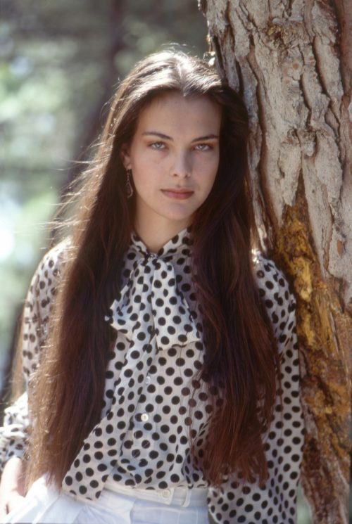 Carole Bouquet on the set of "For Your Eyes Only"