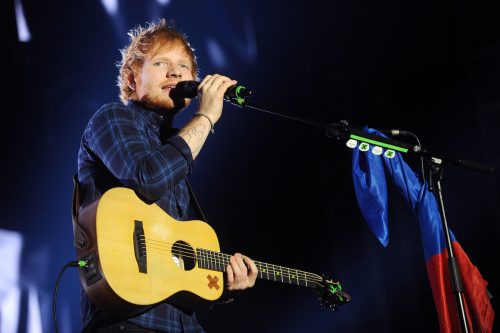 Ed Sheeran performing in Prague in February 2015
