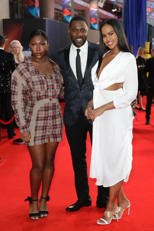 Isan Elba, Idris Elba, and Sabrina Dhowre Elba at the premiere of "The Harder They Fall" in October 2021