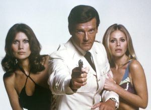Maud Adams, Roger Moore, and Britt Ekland