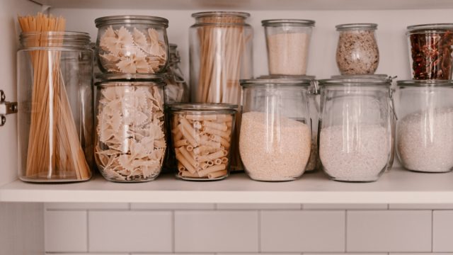 Pantry foods in glass containers