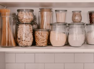 Pantry foods in glass containers