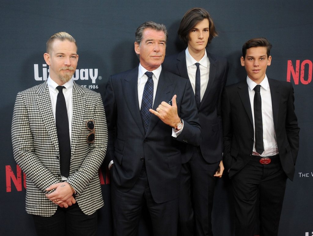 Pierce Brosnan with three sons