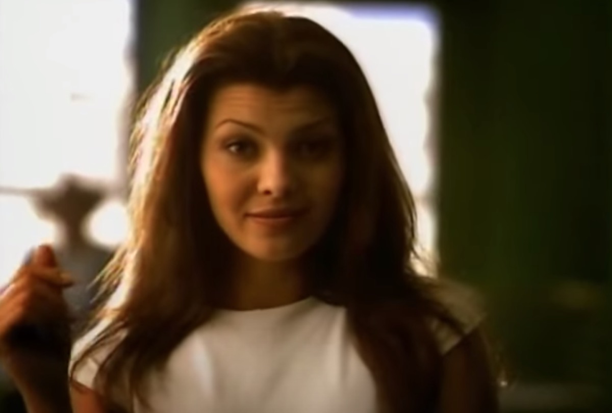 Ali Landry in white t-shirt for Doritos Super Bowl commercial