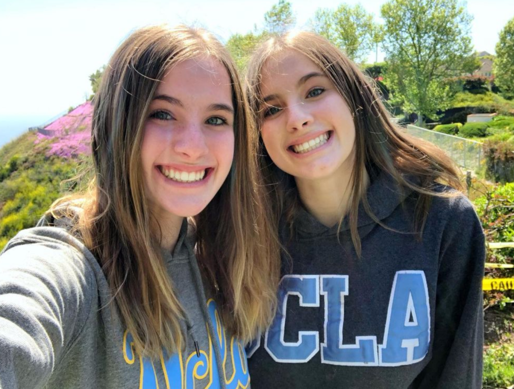 Noelle and Cali Sheldon wearing UCLA sweatshirts