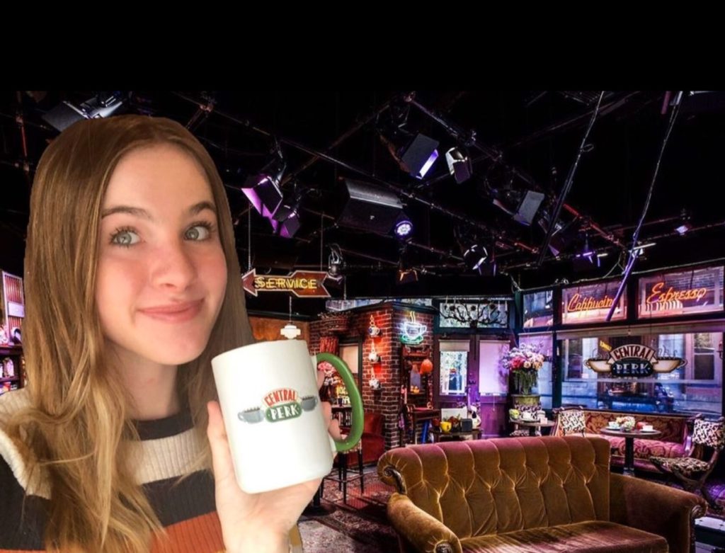 Noelle Sheldon, baby Emma from Friends, photoshopped into Central Perk