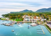 An aerial view of Bar Harbor, Maine