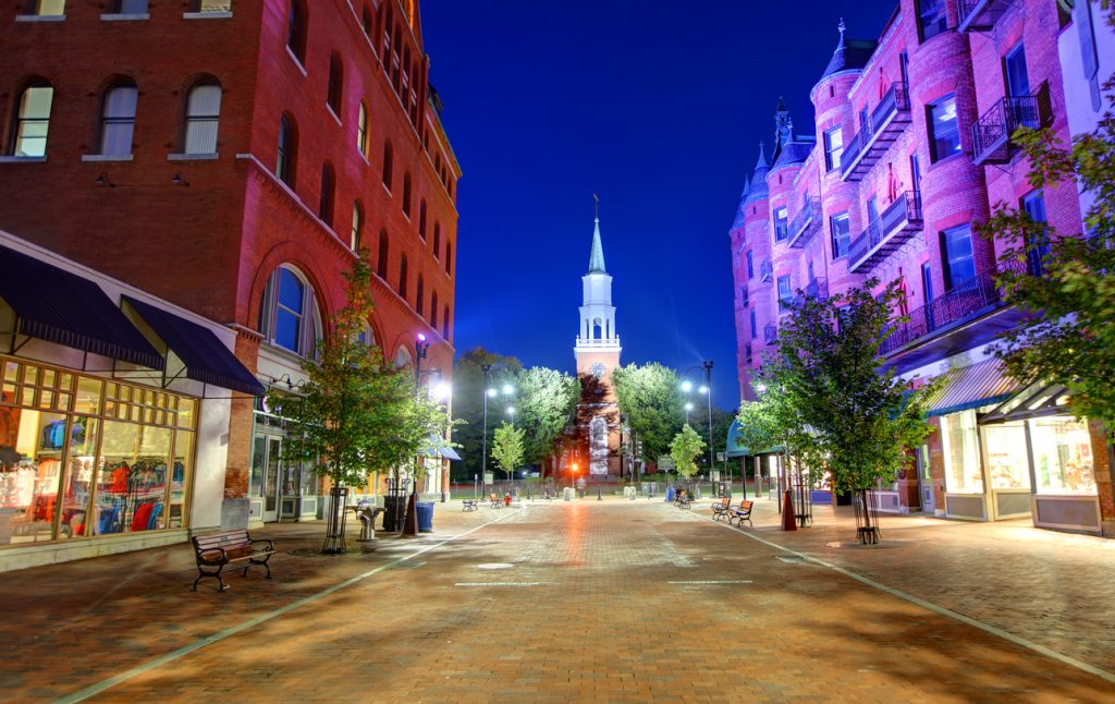 A view of Church Street in Burlington, Vermont