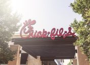 Irvine, California/United States - 08/09/2019: A store front sign for the chicken sandwich restaurant chain known as Chick-Fil-A