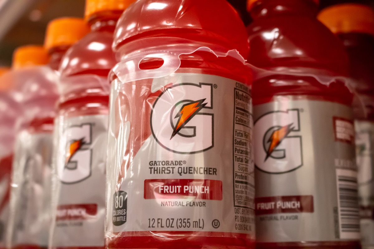 Cypress, California/United States - 03/19/19: Several bottles of Gatorade on a shelf at a grocery store