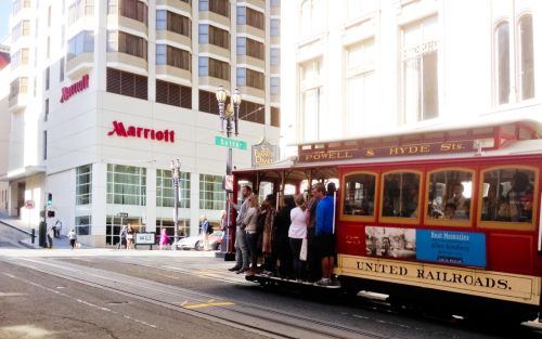 Marriott Hotel and Cable Car in San Francisco
