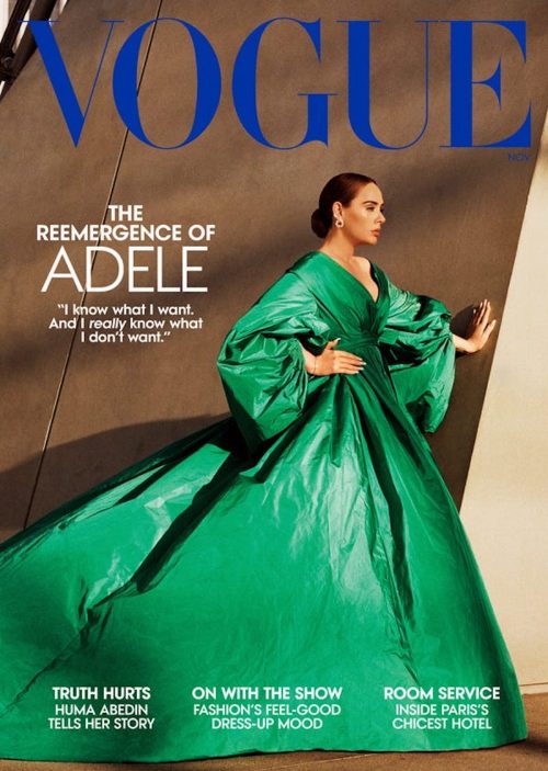 Adele on the November 2021 cover of "Vogue"