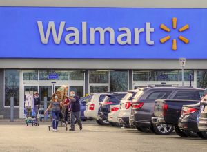 Walmart store shoppers wear corona virus protective masks, Peabody Massachusetts USA, May 2, 2020