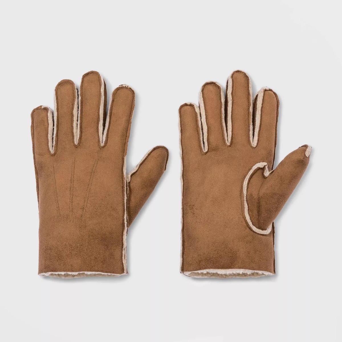 A pair of sheepskin gloves