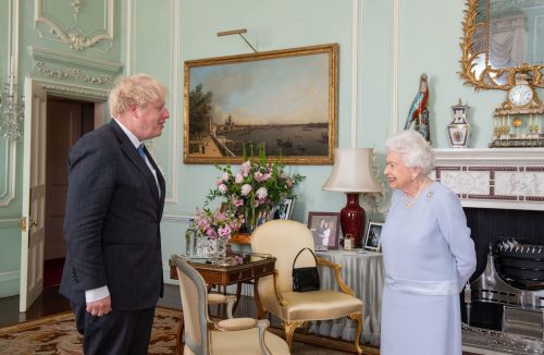 Boris Johnson and Queen Elizabeth at Buckingham Palace on June 23, 2021