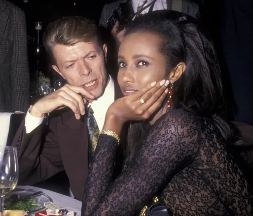 David Bowie and Iman at the Seventh on Sale AIDS Benefit in November 1990