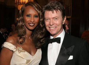 Iman and David Bowie at the Elie Wiesel Foundation for Humanity Award Dinner in May 2007