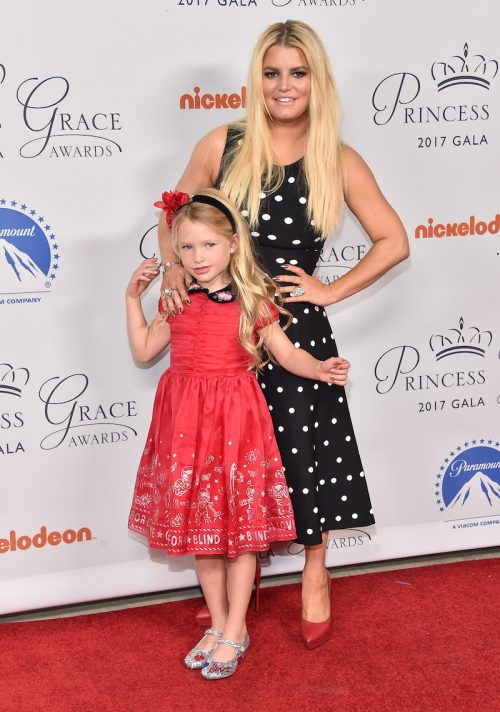 Jessica Simpson and her daughter Maxwell at the 2017 Princess Grace Awards Gala Kick-Off