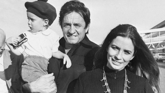 Johnny Cash, June Carter Cash, and their son John at the filming of "Following in the Footsteps of Jesus" in 1971