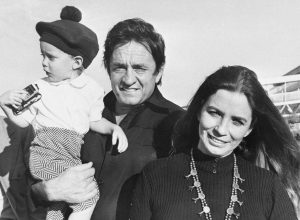 Johnny Cash, June Carter Cash, and their son John at the filming of "Following in the Footsteps of Jesus" in 1971