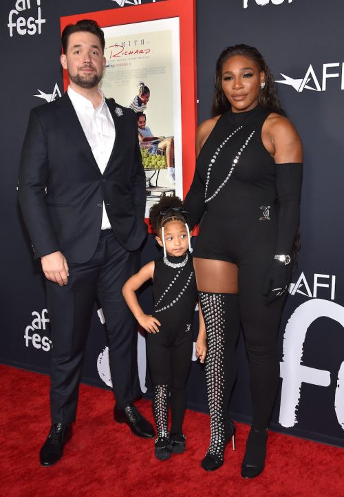 Alexis Ohanian, Serena Williams, and their daughter Olympia at the premiere of "King Richard" in November 2021