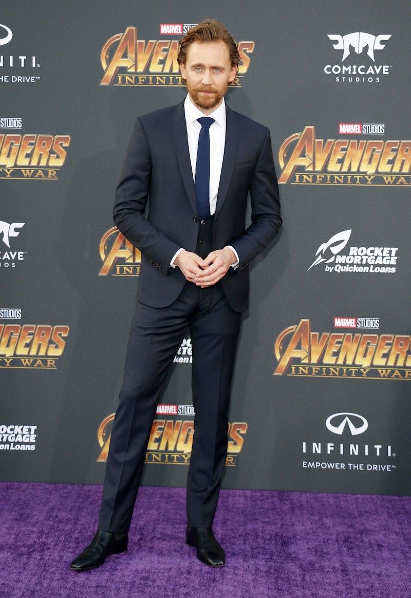 Tom Hiddleston vid premiären av "Avengers: Infinity War" 2018