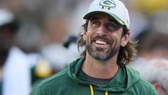 Green Bay Packers quarterback Aaron Rodgers on the sidelines of a game