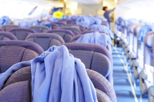 Blankets on airplane seats