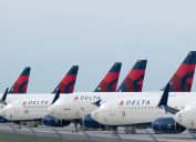 Delta planes sitting on the runway