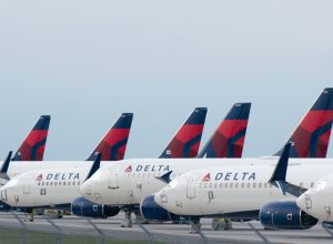 Delta planes sitting on the runway