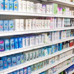 deodorant aisle in pharmacy or supermarket