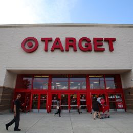 Shoppers walk past a Target department store in Hackensack, New Jersey
