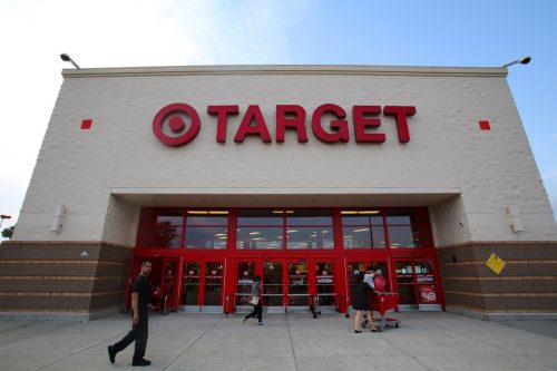 Shoppers walk past a Target department store in Hackensack, New Jersey