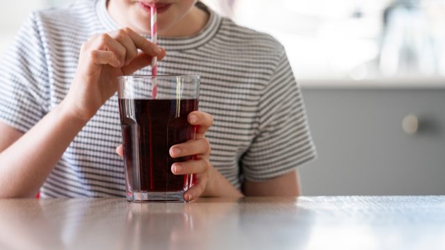 Focus on drinking straw