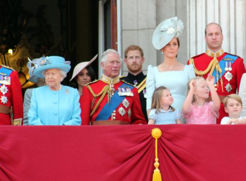 Members of the British royal family at Trooping the Colour 2018