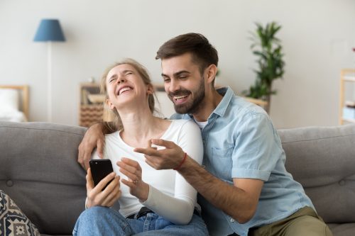 Couple laughing together