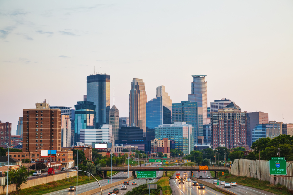 The skyline of Minneapolis, Minnesota