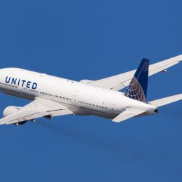 united plane in the sky