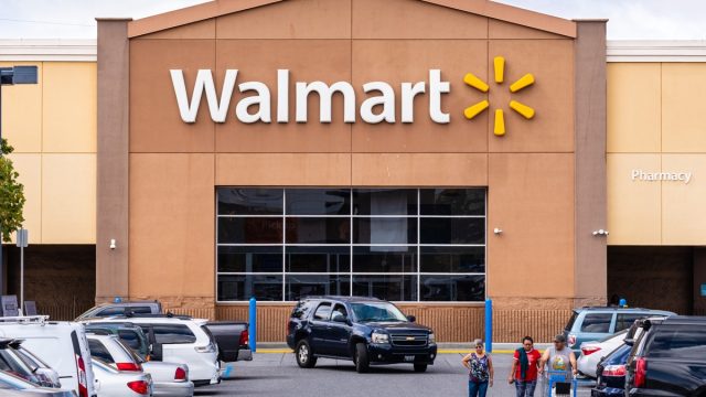 Sep 16, 2019 Fremont / CA / USA - Walmart store facade displaying the Company's logo, East San Francisco bay area