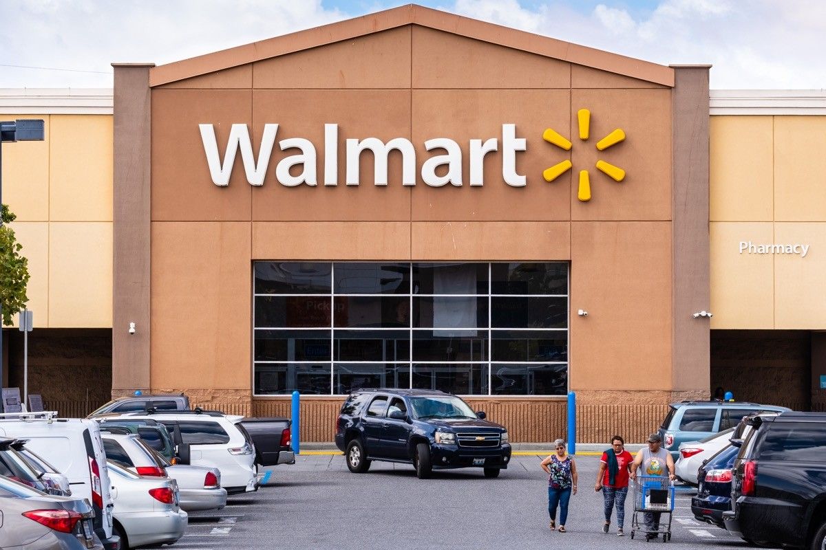 Sep 16, 2019 Fremont / CA / USA - Walmart store facade displaying the Company's logo, East San Francisco bay area