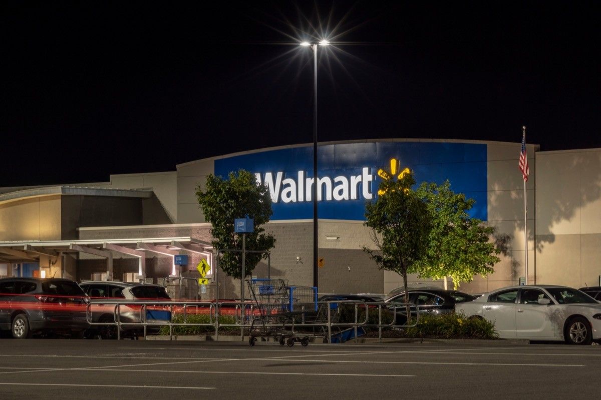 walmart store front at night