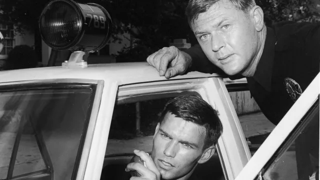 Kent McCord and Martin Milner in a promo photo for "Adam-12"