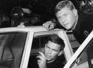 Kent McCord and Martin Milner in a promo photo for "Adam-12"
