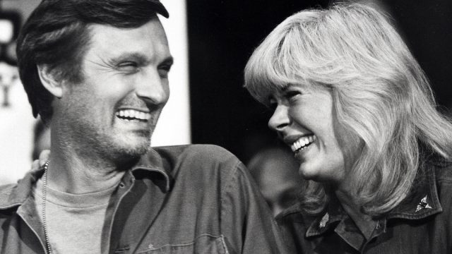 Alan Alda and Loretta Swit at a press conference for the finale taping of "MASH" in 1983