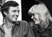 Alan Alda and Loretta Swit at a press conference for the finale taping of "MASH" in 1983