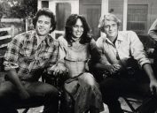 Tom Wopat, Catherine Bach, and John Schneider during a press conference to announce Schneider and Wopat's return in 1983